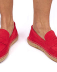 Mocasín Piel Serraje Rojo