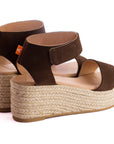 Alpargatas cuña piel Mallorca marrón