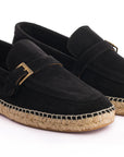 Mocasín Hebilla Serraje Negro