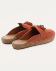 Mocasín Slipper Borlas Piel Serraje Coral