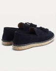 Mocasín Borlas Piel Serraje Marino