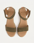 Alpargatas cuña piel Mallorca Kaki