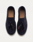 Mocasín Borlas Piel Serraje Marino