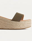 Alpargatas cuña piel Mallorca Kaki