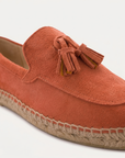 Mocasín Slipper Borlas Piel Serraje Coral
