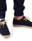Alpargatas blucher piel marino hombre