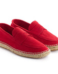 Alpargatas mocasín hombre piel rojo
