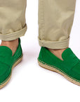 Alpargatas mocasín hombre piel verde