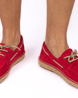 Alpargatas náuticas piel rojo 556