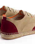 Alpargatas Oxford Piel beige + rojo inglés