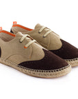 Alpargatas Oxford Piel beige + chocolate