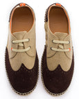 Alpargatas Oxford Piel beige + chocolate