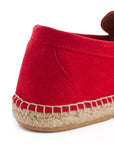 Alpargatas mocasín hombre borlas piel rojo
