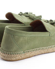 Alpargatas mocasín hombre borlas piel menta