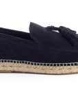 Navy leather tassel loafers