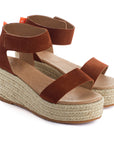 Alpargatas con cuñas piel Mallorca Marrón