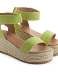 Alpargatas de yute cuñas piel mallorca pistacho