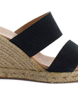 Cabrera leather wedge espadrilles Black