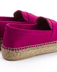 Alpargata mocasín piel mujer fucsia