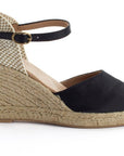 Black Radel satin wedge espadrilles