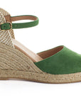 Green Radel leather wedge espadrilles