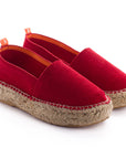 Alpargatas yute mujer camping piel color rojo