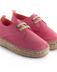 Alpargatas con cordones mujer blucher piel chicle