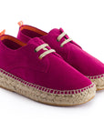 Alpargatas con cordones mujer blucher piel mujer fucsia