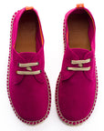 Alpargatas con cordones mujer blucher piel mujer fucsia