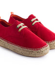 Alpargatas con cordones mujer blucher piel rojo 556