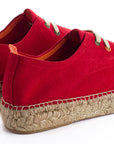 Alpargatas con cordones mujer blucher piel rojo 556