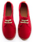 Alpargatas con cordones mujer blucher piel rojo 556