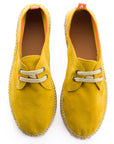 Alpargatas con cordones mujer blucher piel limón