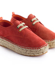 Alpargatas con cordones mujer blucher piel coral