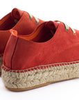 Alpargatas con cordones mujer blucher piel coral