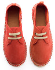 Alpargatas con cordones mujer blucher piel coral