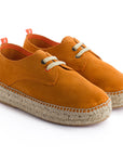 Alpargatas con cordones mujer blucher piel orange