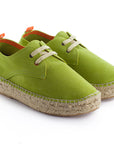 Alpargatas con cordones mujer blucher piel pistacho