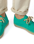 Alpargatas blucher piel turquesa hombre