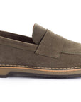 Mocassino In Pelle Crosta Grigio Verde