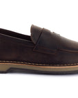 Mocassino In Pelle Cerata Marrone