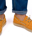 Alpargatas náuticas piel orange hombre
