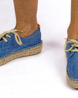 Alpargatas con cordones mujer blucher terra azul