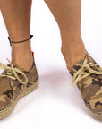 Alpargatas con cordones mujer blucher terra camuflaje camel