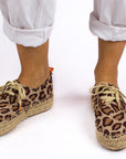 Alpargatas con cordones mujer blucher terra leopardo