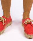 Alpargatas con cordones mujer blucher terra rojo