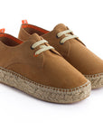 Alpargatas con cordones mujer blucher piel camel