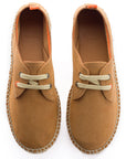 Alpargatas con cordones mujer blucher piel camel