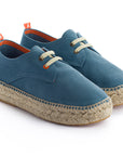 Alpargatas con cordones mujer blucher piel cielo