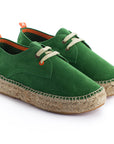 Alpargatas con cordones mujer blucher piel verde